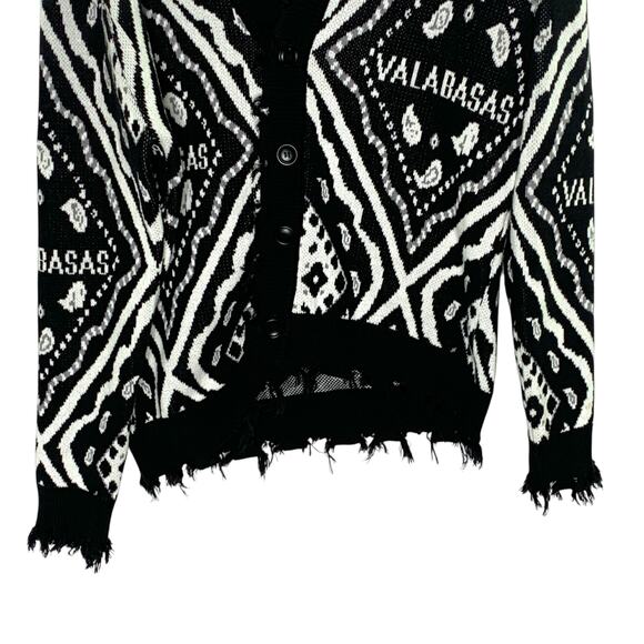 Valabasas S Mens The Pledge Sweater Cardigan Black Distressed Bandana Prt - Picture 6 of 9